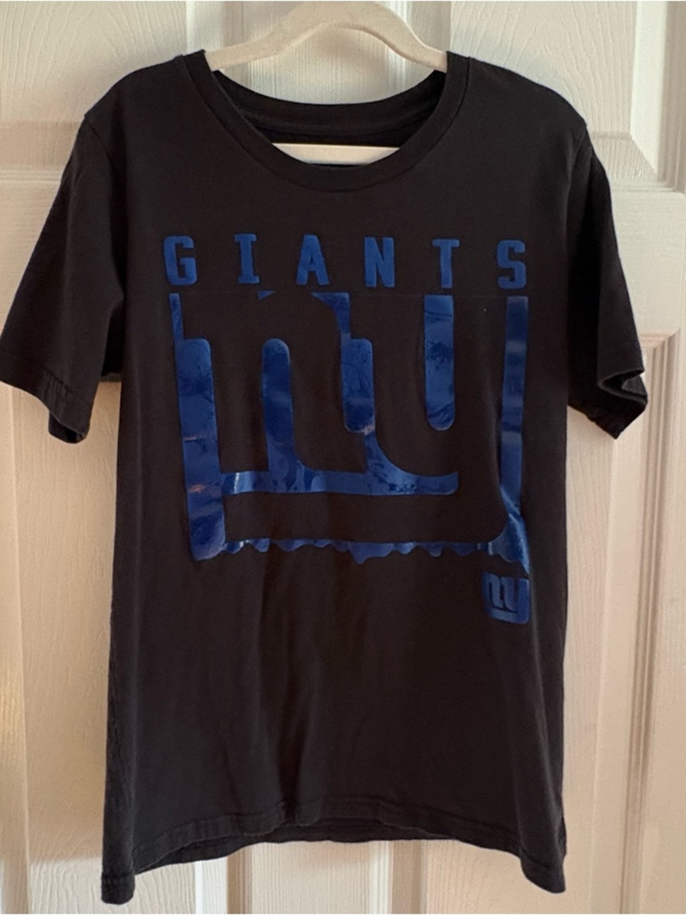 NFL Boys New York Giants Graphic Tee Black Medium 10-12 Blue Camo Cotton